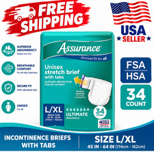 Assurance Unisex Stretch Briefs with Tabs, L/XL, 34 Count picture