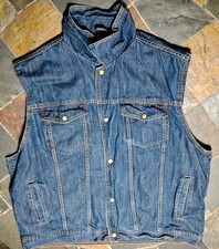 Vance Biker Wear Denim Motorcycle Vest Men's Size 4XL Blue Concealed Carry Mesh picture