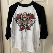 Vintage Aerosmith Tour 1988  Raglan T-Shirt Black/White Medium. Fast Shipping picture