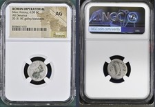 Marc Antony Silver Denarius 30BC Genuine Legionary Roman Imperatorial NGC Graded picture