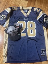 Reebok St. Louis Rams Marshall Faulk #28 Jersey Sz 52 + Puma Super Bowl Cap picture