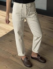 Flamingals Straight Leg High Rise Solid Dual Button Casual Stretchy Pants L picture