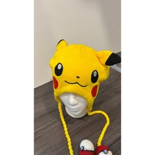 Pokemon Pikachu Beanie Hat Yellow Knit Laplander Earflap Poke Ball Tassels 2015 picture