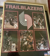 Jerome Kersey And Buck Williams Framed Autographed Portland Trailblazers Poster picture