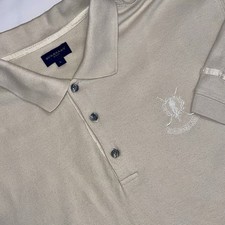VTG•BURBERRY Golf•St Andrews Links Course Logo Beige PoloShirt Mens•L Old Money picture
