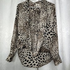 Cato Satin long sleeve V Neck Casual Tops animal print  picture