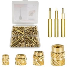 300Pcs Threaded Inserts Set with Soldering Iron Tip Brass Heat Set Insert M2.... picture