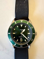 VAER 40mm Diver Watch Green Dial/Bezel Quartz 150m Date Black Rubber Box picture