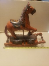  Wooden Rocking Horse  on Wheels, Handmade and painted. Antique Excellent  picture