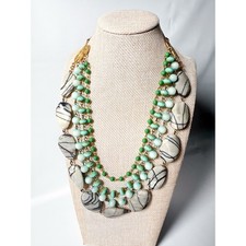 Rare - David Aubrey Triple-Strand Natural Stone Statement Necklace picture