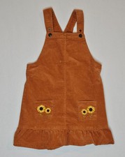 Gymboree Girls Corduroy Jumper Brown Autumn Harvest Embroidered Sunflower 7 picture