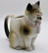 Antique Schafer & Vater Porcelain Cat Creamer Pitcher Figural Germany Open Mouth picture