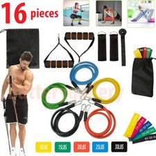 16 PCS Resistance Band Set Yoga Pilates Abs Exercise Fitness Tube Workout Bands picture