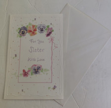 Sister Happy Birthday Greeting Card with Envelope Flowers picture