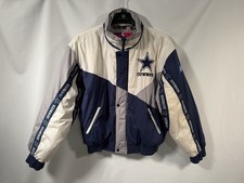 Vintage 90’s Dallas Cowboys Puffer Jacket Large Pro Player Full Zip Buttons picture