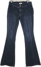 Shyanne ~Woman Size 30~ Blue Denim High Rise Flare Southwestern Jeans Stretch. picture
