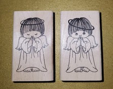 Brand New 2 Vintage Judikins Praying Angel Retro Rubber Stamp Christmas Peeking picture