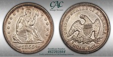 1855 Seated Liberty Quarter 25c XF Details CAC picture