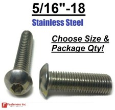 5/16-18 Button Head Socket Cap Screw Allen Bolt 18-8 Stainless Steel CHOOSE SIZE picture