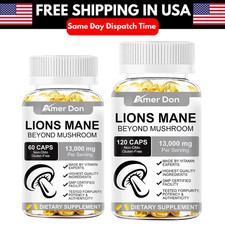 Organic Lion's Mane Mushroom Supplement 13000 mg - MEMORY, FOCUS, STRESS SUPPORT picture