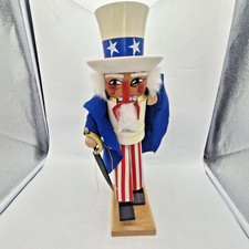 Vtg Steinbach Handcrafted Wood Uncle Sam Nutcracker Red/White/Blue EUC NWOT 15