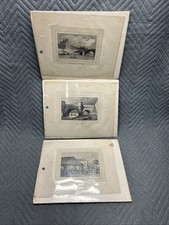 Antique c1820 French Lithographs Deroy  Paris Pont Neuf Pavilion Flore Set Of 3 picture