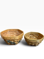 Longaberger Generations Hexagon Baskets Set of 2 Leaf Painted picture
