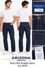 Arizona Jean Co. Men 26X36 Slim Straight Flex Denim Blue Jeans Dark Wash (GH) picture
