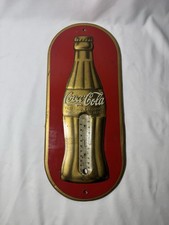 Vintage 1938 Original Coca-Cola Gold Anniversary Tin Thermometer AdvertisingSign picture