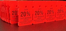 ⭐1 DAY SALE⭐ 500pcs CLOTHES CLOTHING MERCHANDISE SALE PRICE TAGS FLUORESCENT RED picture