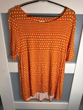 Chicos Orange Polka Dot Lightweight Stretchy Tunic Top Size 0 Modal/Spandex 43-9 picture