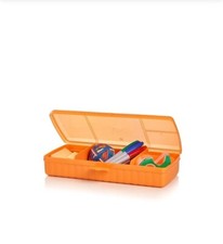 NEW Tupperware Lunch N Things Divided Hinged Container Crafts Box ORANGE picture