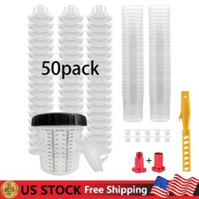50Pack Disposable Paint Spray Gun Cup Liners and Lid System (125 Mic) 20oz 600ML picture