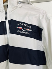 Avbravital Men's Hooded Zip Windbreaker Jacket Striped Lightweight Mid-Length M picture