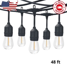 48-Foot Outdoor Commercial String Lights, 24 Shatterproof LED Bulbs, ... picture