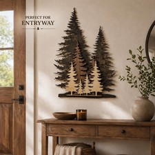 Layered pine tree decor,  rustic cabin nature-inspired home design picture