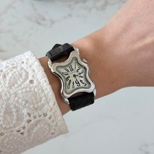 SKU0617 Vintage Inspired Silver and White Dial Asymmetrical Minimalist Watch picture
