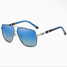DANDA gafas de sol cuadradas para hombre, metal azul, lentes azules degradado picture