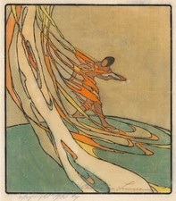 Bertha Lum - Spirit of the Pele Volcano 1933 Japanese-Style Woodcut Print picture