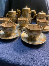 Antique Meiji Hand Painted Satsuma Tea Set with 5 Cups and Saucers picture