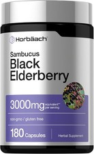 Black Elderberry Capsules 3000mg 180 Pills | Non-GMO, Gluten Free | by Horbaach picture