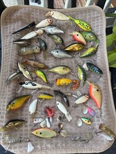 (40) Vintage Fishing Lure Lot Heddon Torpedo Chugger Lucky 13 Jitterbug Big-O picture