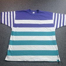 Vtg Reebok Striped Single Stitch Grey Tshirt XX Large 80's 90's RN#69421 picture