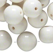 Opaque White Resin 15-17mm Round Beads with 1.8-2mm Hole 1/4lb (45) * picture