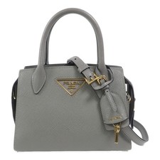 PRADA GHW 2 Way Shoulder Bag 1BA269 Calfskin Leather Grey picture
