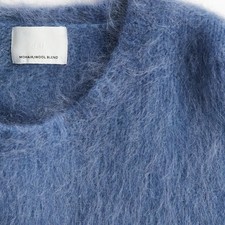 H&M Mohair Wool Blend Sweater Blue Fuzzy Knit Crewneck Large NWT picture