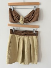 Vintage 1940s 50s Linen Play Set Bandeau Top High Waist Shorts Western Fashions picture