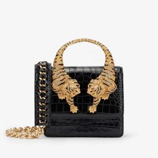 Women's Embossed Crocodile Leather Tiger Handle Shoulder Handbag picture