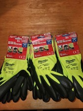 9 Pairs - Milwaukee High Visibility Cut Level 2 Polyurethane Gloves 10” XL Green picture