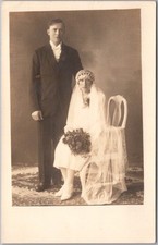 c1910s Real Photo RPPC Postcard WEDDING PHOTO / Studio Portrait / Unused picture